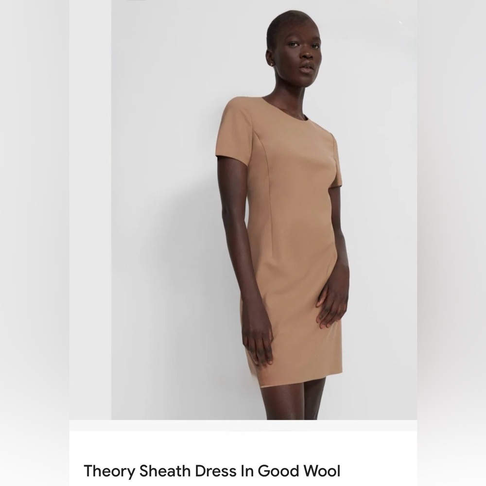 Theory Camel color Short Sleeve Dress in Good Wool
